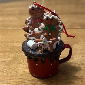 Kurt Adler Gingerbread Mug Ornament - Red and Brown